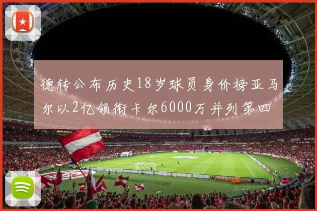 德转公布历史18岁球员身价榜亚马尔以2亿领衔卡尔6000万并列第四